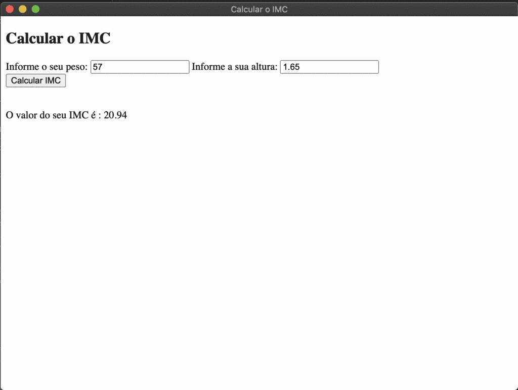 Exemplo de aplicativo criado na pasta de aplicação do Electron