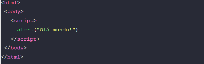 Trecho de código simples de um alert em Javascript