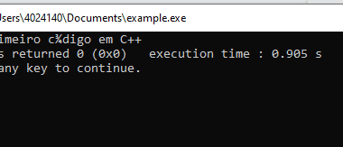 Código exemplificado de C++