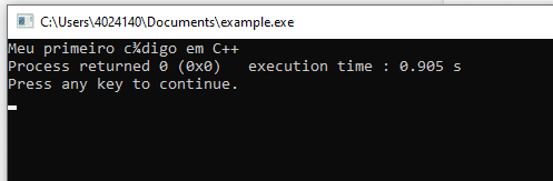 Código exemplificado de C++
