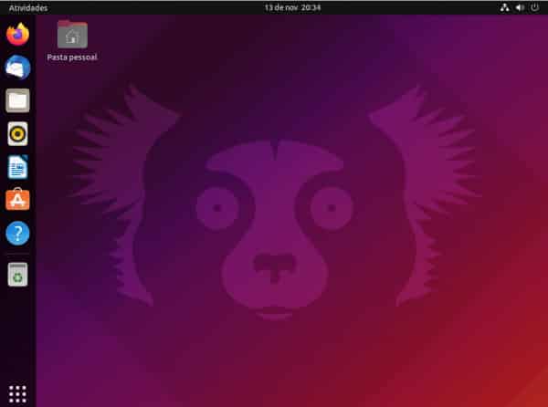 Tela inicial Linux Ubuntu