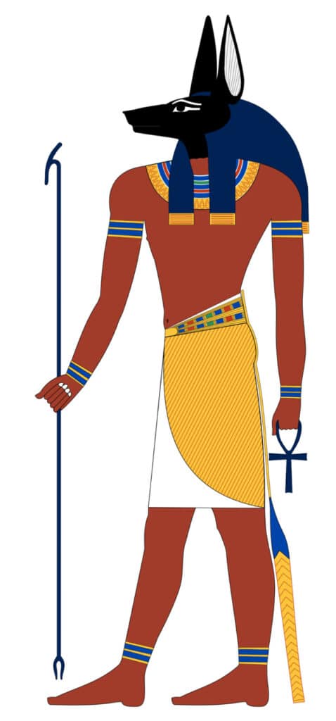Gravura de Anúbis, o deus da morte egípcio. arquétipo animal