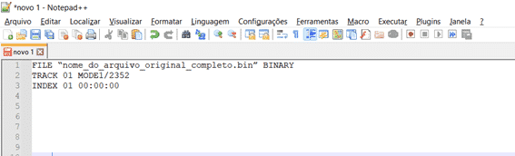 Colocando nome do arquivo BIN em um bloco de notas