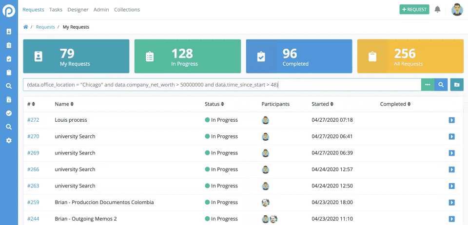 Tela de funcionamento ferramenta ProcessMaker