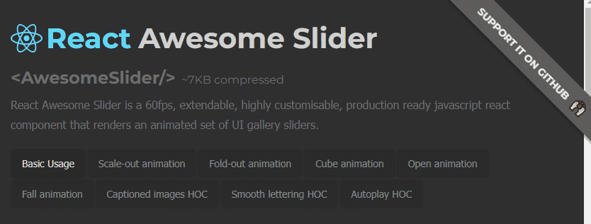 Homepage do React Awesome Slider
