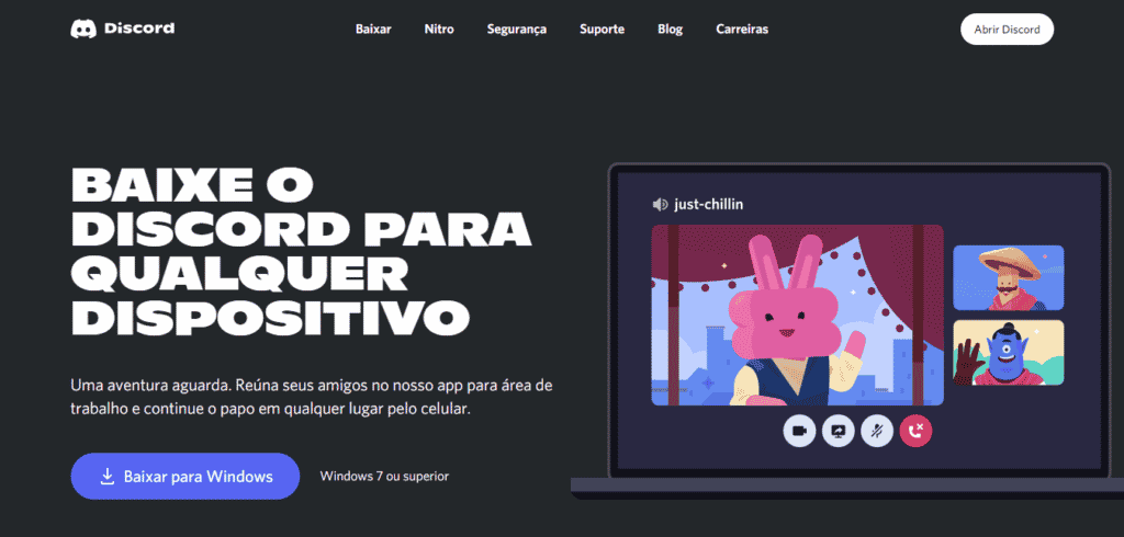 página de download do Discord