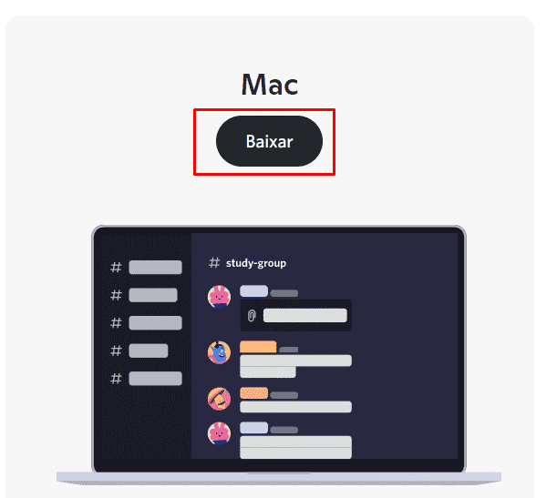 Opção de download para Mac