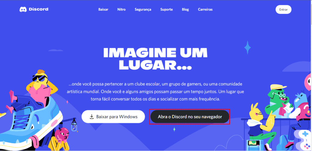 Abra o DIscord em seu navegador