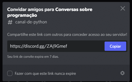 Convidando pessoas via link