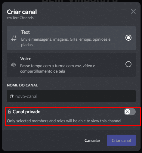 Como tornar o canal do Discord privado