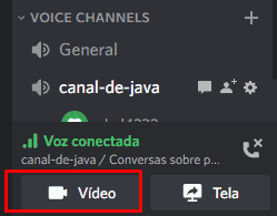 Clicando em vídeo