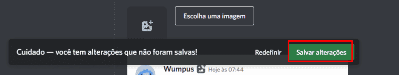 Salvando alterações