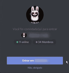 Entrando em um servidor do Discord já existente