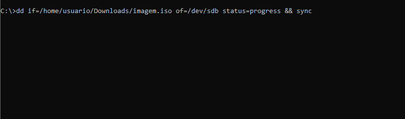 Colocando endereço pen drive bootável linux imagem ISO