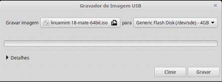 Gravador de imagem USB para pen drive bootável Linux