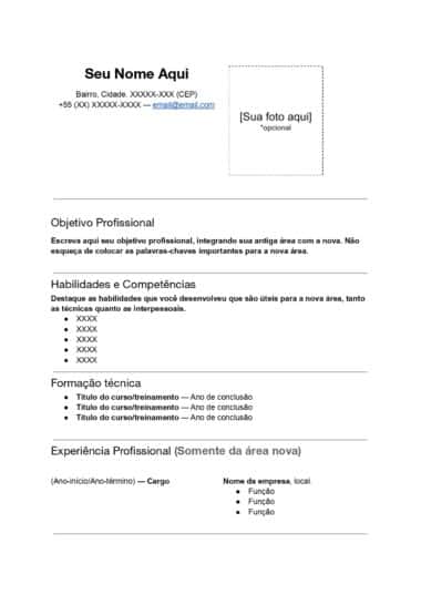 Como montar um currículo para transição de carreira: Exemplo ...