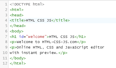 Exemplo de código em HTML