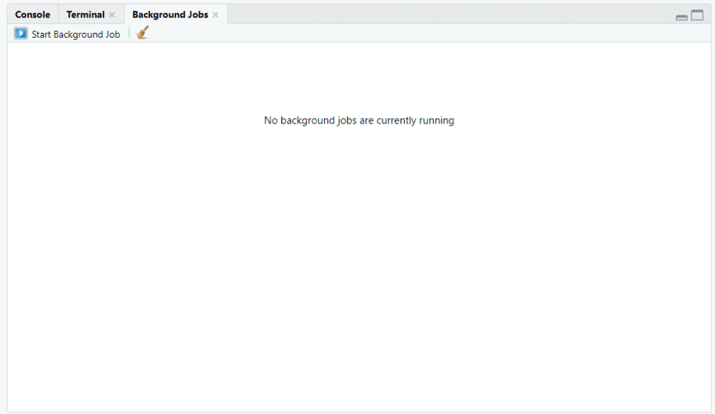 Tela de background jobs do R Studio