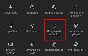 Bloqueador de anúncios do navegador Samsung