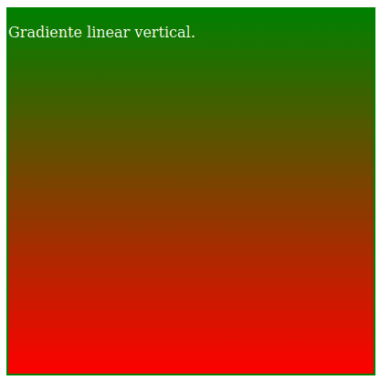 Exemplo de elemento com gradiente linear vertical entre verde, amarelo e vermelho