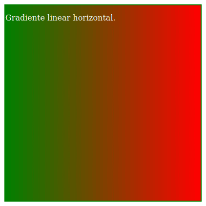 Exemplo de elemento com gradiente linear horizontal entre verde, amarelo e vermelho
