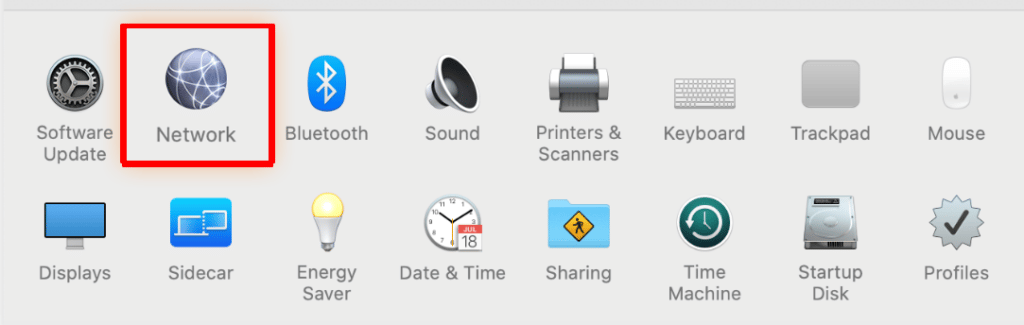 Tela system preferences no Mac