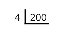 Estrutura do algoritmo de divisão, onde vemos 4 dividido por 200