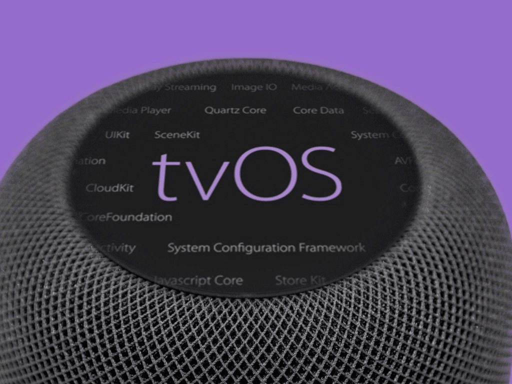 HomePod Mini com sistema operacional tvOS