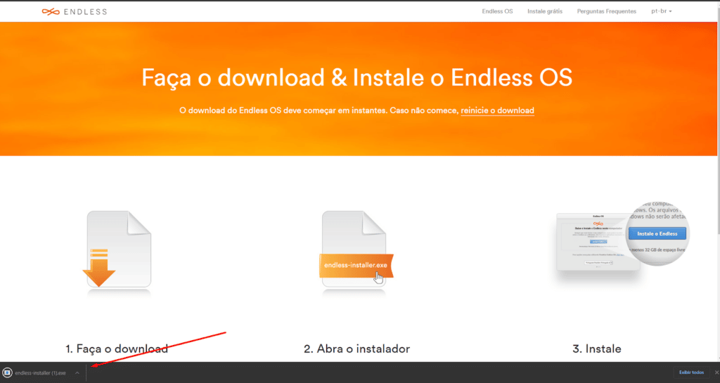 Passo a passo oficial de instalação do Endless OS