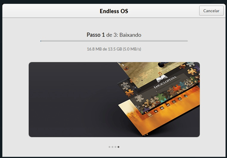 Instalação do Endless OS sendo iniciada