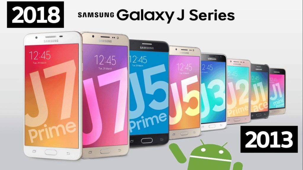 evolução dos smartphones da Samsung linha Galaxy J de 2013 a 2018