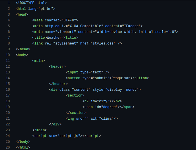 Código HTML Projetos em JavaScript Intermediário 2
