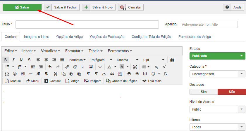 Salvando um artigo