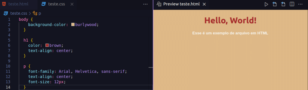Exemplo de website development com uma folha simples de CSS